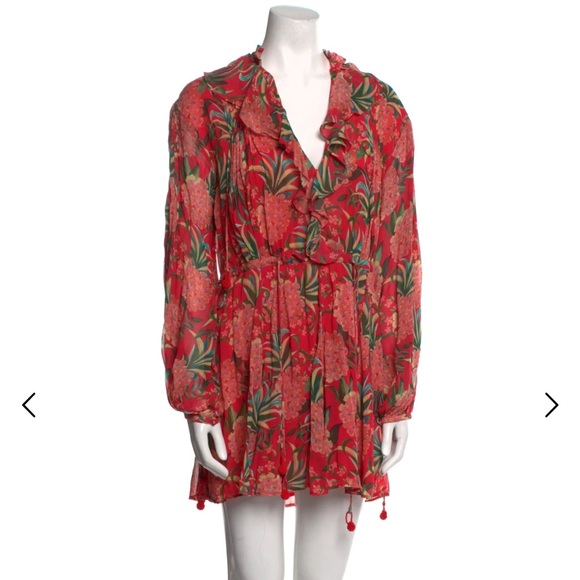FARM Rio Dresses & Skirts - Floral Red Long Sleeve Dress